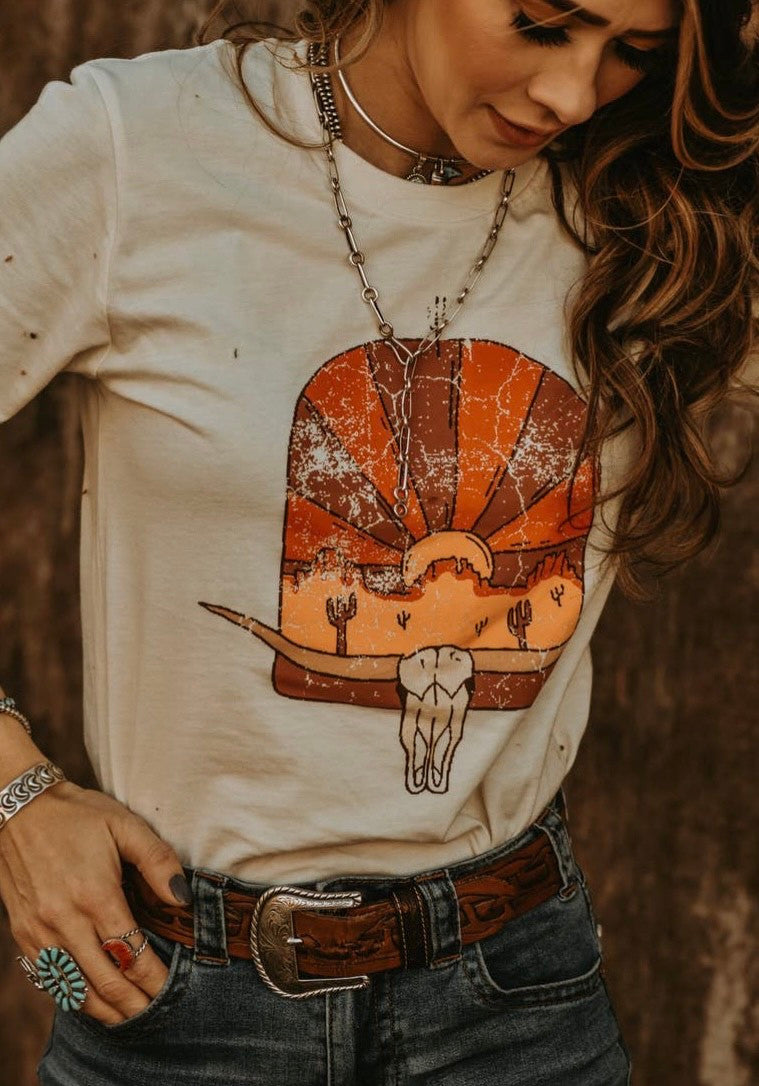 Longhorn Sunset Tee